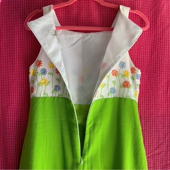 60s/ 70s Inspired Lori Ann Made in Canada Vintage Green Summer Flower Dress - Picture 5 of 11